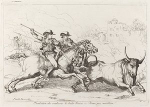 Gado conduzido ao matadouro em Roma (ilustração 16) de Bartolomeo Pinelli