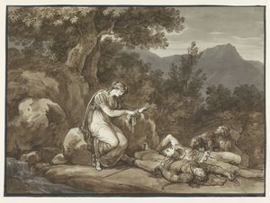 Colma lamentando a morte de Salgar e seu irmão de Bartolomeo Pinelli