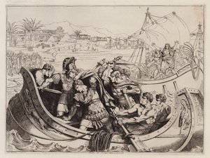 Morte de Pompeu, 48 a.C. (gravura) de Bartolomeo Pinelli