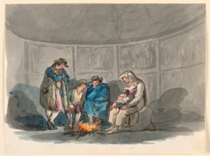 Desenho, Uma família de pastores à noite, 1807-08 de Bartolomeo Pinelli