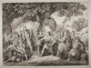 Caius Mucius Scaevola na presença de Lars Porsena de Bartolomeo Pinelli