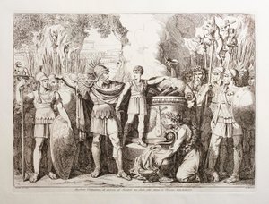 Hamilcar Barca faz o seu filho Aníbal jurar ódio eterno aos romanos de Bartolomeo Pinelli