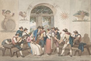 Interior de uma hospedaria romana, 1817., 1817. de Bartolomeo Pinelli