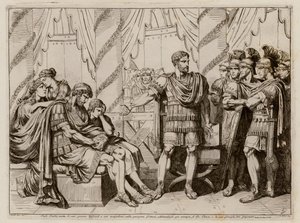 Lucius Aemilius Paullus Macedonicus apontando para o rei derrotado Perseu da Macedónia de Bartolomeo Pinelli