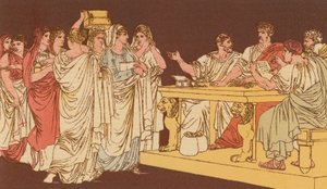 Senhoras romanas trazendo seus ornamentos de Bartolomeo Pinelli