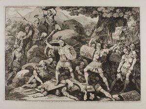 Siccio Dentato, o Centurião (Lucius Siccius Dentatus durante o terrível combate) de Bartolomeo Pinelli