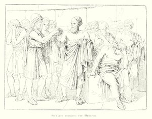 Sócrates a beber a cicuta (litografia) de Bartolomeo Pinelli