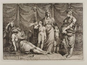 Tanaquilla mostra o cadáver de Tarquínio a Servius Tullius
