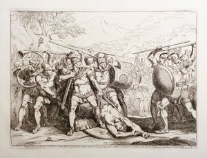 Depois de Valerio Corvo ter matado em duelo um soldado gaulês de estatura gigantesca, quando se preparava para o despir, os gauleses, incapazes de se conter, correram para o vingar, mas foram completamente derrotados pelos romanos de Bartolomeo Pinelli