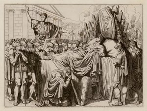 Valério fazendo o elogio fúnebre de Brutus, 509 a.C. (gravura) de Bartolomeo Pinelli