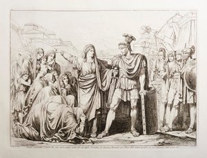 Vetúria desarma o seu filho Coriolano, libertando Roma de um grande perigo de Bartolomeo Pinelli