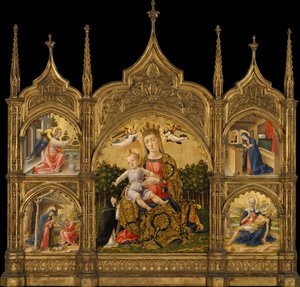 A Madona da Humildade, a Anunciação, a Natividade e a Pietà, c.1465 (têmpera e ouro sobre madeira) de Bartolomeo Vivarini