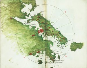 Mapa de Negroponte, c.1485 (Velino) de Bartolomeo da li Sonetti