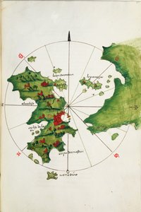 Khios e continente adjacente, c.1485 (velino) de Bartolomeo da li Sonetti