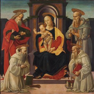 A Madona e o Menino entronizados com os Santos João Evangelista e Jerónimo, e dois santos beneditinos