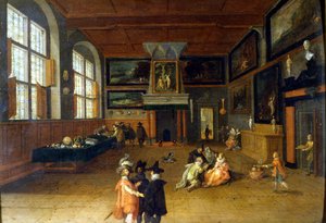 Interior de uma casa dos lordes holandeses do século XVII. Pintura de Bartholomeus van Bassen (1590 - 1652), Museo del Castello Milan.