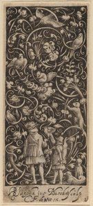 Ornamento com folhagens e pássaros de Bartolomeus van Lochom after Hans Janssen