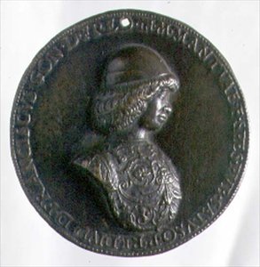 Medalha de retrato representando Francesco Gonzaga II (1466-1519) (bronze ) (para o verso ver 96846) de Bartolommeo Melioli
