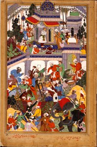 Akbar visita o santuário de Khwajah Muin ad-Din Chishti em Ajmer, ca 1590