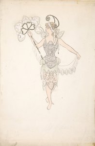 Figurino para Dama com Leque, 1890-99. de Basil Crage