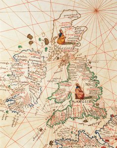 A Europa: Grã-Bretanha e Irlanda, do Atlas do Mundo em trinta e três mapas, por Battista Agnese de Battista Agnese