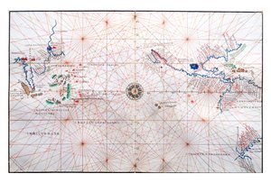 Carta de navegação mostrando a China, Ceilão e Filipinas e os trópicos de Câncer e Capricórnio, c.1540 de Battista Agnese