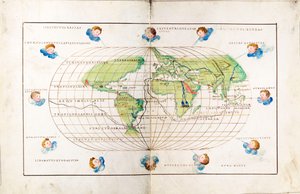 Planisfério oval do mundo mostrando o trajeto de Magalhães de Battista Agnese