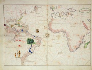 O Novo Mundo, de um Atlas do Mundo em 33 Mapas, Veneza, 1º de setembro de 1553 (tinta em pergaminho) (ver também 330961)