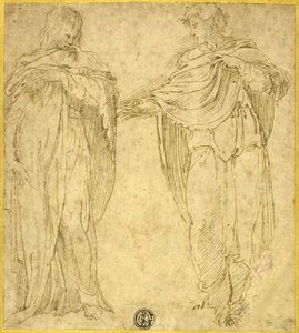 Duas figuras de pé e drapeadas (São João e Madalena) de Battista Franco