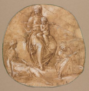Virgem e Menino com Santa Catarina de Alexandria e Santa Ana (?) de Battista Franco