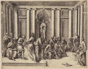 Zwölfjähriger Jesus diskutiert mit den Tempelgelehrten de Battista Franco