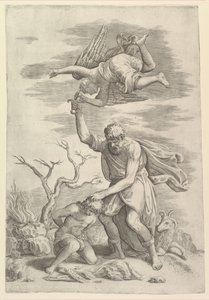 O anjo que sustenta o braço de Abraão. de Battista Franco Veneziano