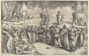 Os israelitas coletando maná, ca. 1547.