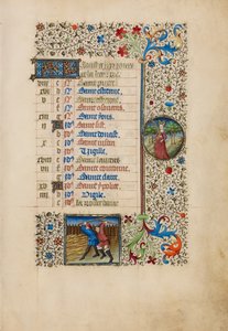 Página do calendário de agosto; Debulha; Virgem de Bedford Master