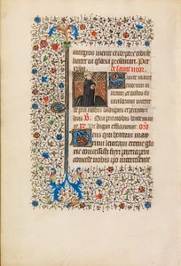 Abade Maurus com um bastão e um livro, c.1440-50 (têmpera, folha de ouro, tinta e tinta sobre pergaminho) de Bedford Master Workshop