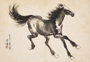 Cavalo a galope (tinta sobre papel) de Beihong Xu