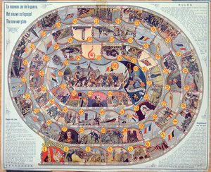 Jogo de tabuleiro de eventos e o desenvolvimento da 1ª Guerra Mundial na Bélgica, c.1918-19 de Belgian School