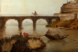 Segunda sala nos fundos, sala de reuniões, murais com cenas rurais em estilo clássico, provavelmente de cerca de 1810, cena 2 de Belgian School