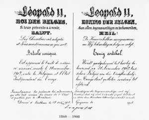 Assinatura do Rei Leopoldo II (1835-1909) aprovando a anexação do Congo à Bélgica, 1908