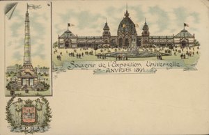 Lembrança da Exposição Internacional d "Anvers, Antuérpia, Bélgica, 1894 de Belgian School
