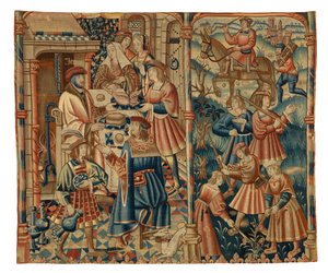 Tapeçaria, Mês de janeiro, possivelmente da Flandres de Belgian School