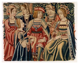 Fragmento de tapeçaria representando o casamento de Luís XII com Ana da Bretanha, de Bruxelas de Belgian School