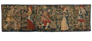 Fragmento de tapeçaria representando Vintagers, possivelmente de Tournai, c.1460-70 (lã) de Belgian School