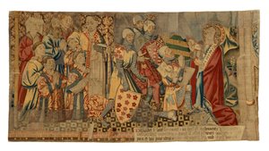 Fragmentos de uma tapeçaria que representa os Sete Sacramentos, fabricada em Tournai, Bélgica de Belgian School