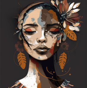 Retrato de uma mulher de olhos fechados