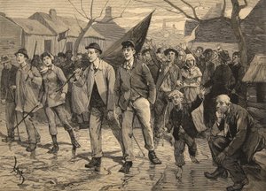 Greve Geral na Marcha da Bélgica-Mineradores no Hainut, de &39;Le Petit Parisien&39;, 17 de maio de 1891