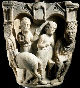 Salomão e Rainha de Sabá, de Benedict Antelami (séc. XII-XIII), relevo da capital, Catedral de Parma, Itália