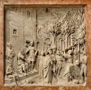 Cripta, Arca dos Santos Marcelino e Pedro Exorcista, Benedetto Briosco 1506-08, A decapitação dos Santos Marcelino e Pedro
