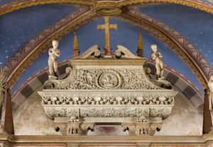 Cripta, Arca dos Santos Marcelino e Pedro Exorcista, Sarcófago com estátuas de São Marcelino e São Pedro Exorcista, Benedetto Briosco 1506-08
