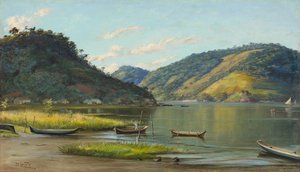 Benedito Calixto - Enseada com barcos, SP, 1907 de Benedito Calixto